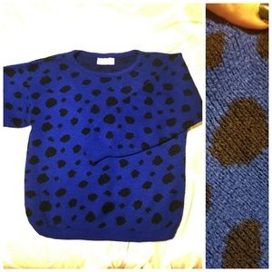 1980s blue and black polka dot sweater